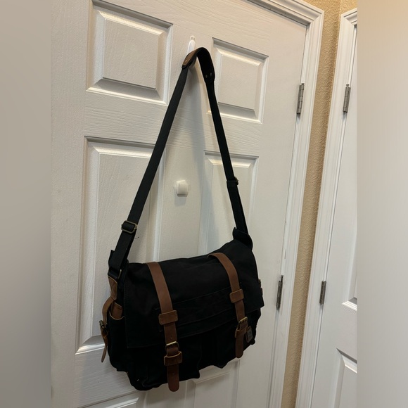 SC COTTON Messenger Crossbody Canvas Leather Bag 20x16” - Picture 1 of 14